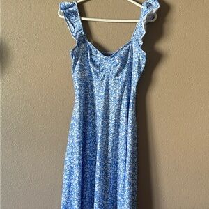 Chic Blue Floral Midi Dress